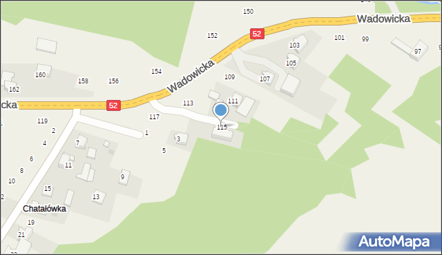 Izdebnik, Wadowicka, 115, mapa Izdebnik