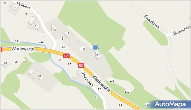 Izdebnik, Wadowicka, 136, mapa Izdebnik