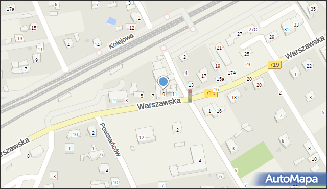 Jaktorów, Warszawska, 9, mapa Jaktorów