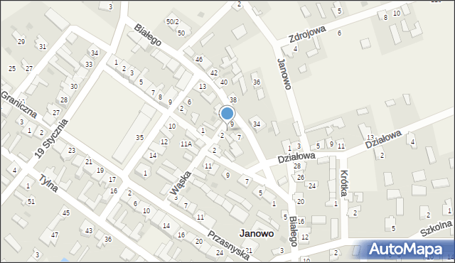 Janowo, Wąska, 7, mapa Janowo