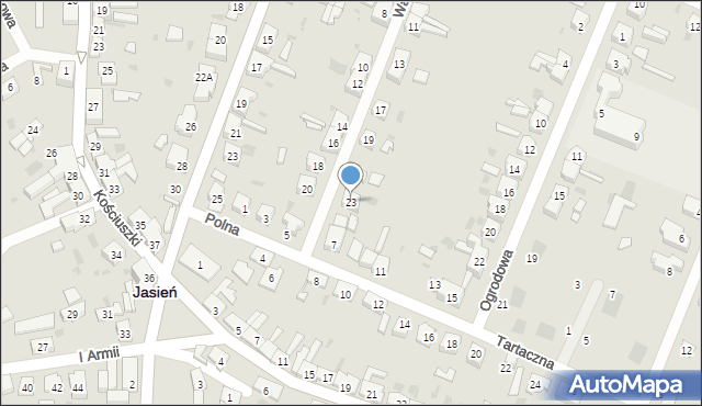 Jasień, Waryńskiego Ludwika, 23, mapa Jasień
