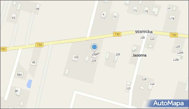 Jasieniec, Warecka, 104A, mapa Jasieniec