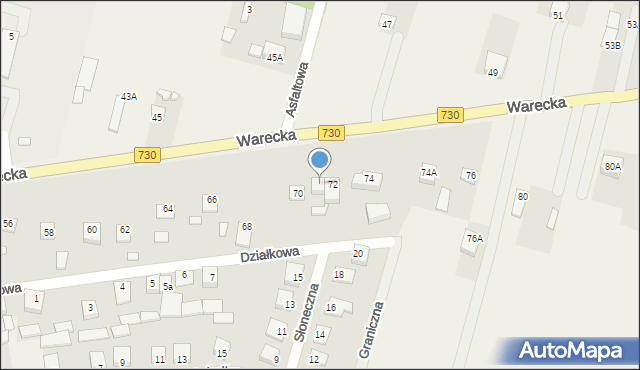 Jasieniec, Warecka, 72A, mapa Jasieniec