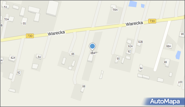 Jasieniec, Warecka, 88A, mapa Jasieniec