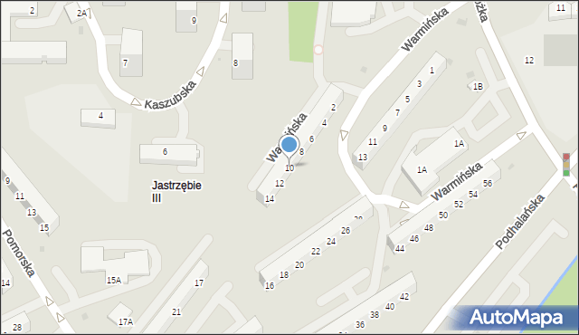 Jastrzębie-Zdrój, Warmińska, 10, mapa Jastrzębie-Zdrój