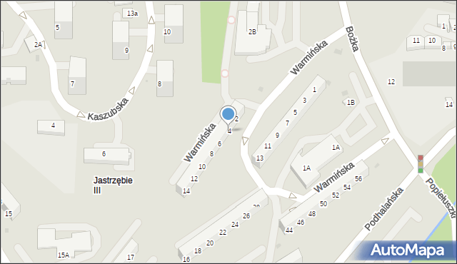 Jastrzębie-Zdrój, Warmińska, 4, mapa Jastrzębie-Zdrój