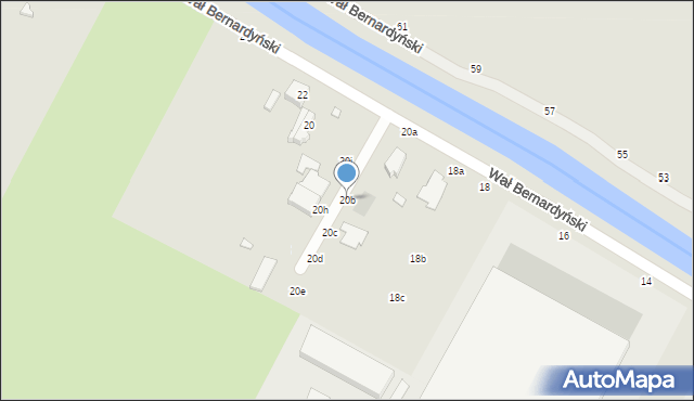 Kalisz, Wał Bernardyński, 20b, mapa Kalisza