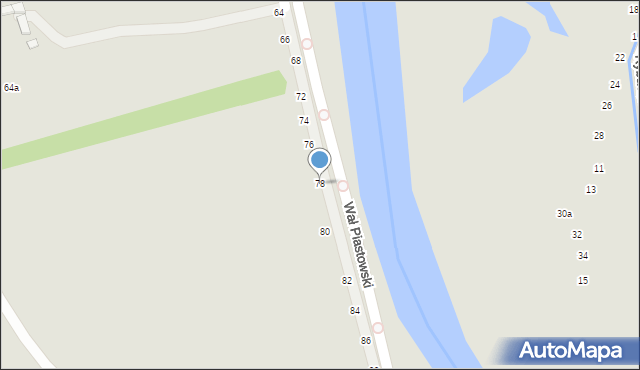 Kalisz, Wał Piastowski, 78, mapa Kalisza