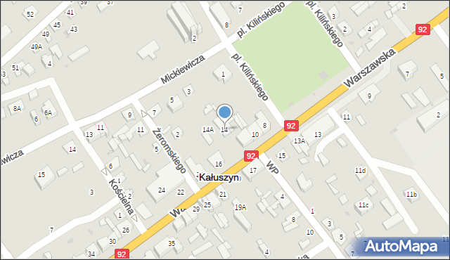 Kałuszyn, Warszawska, 14, mapa Kałuszyn