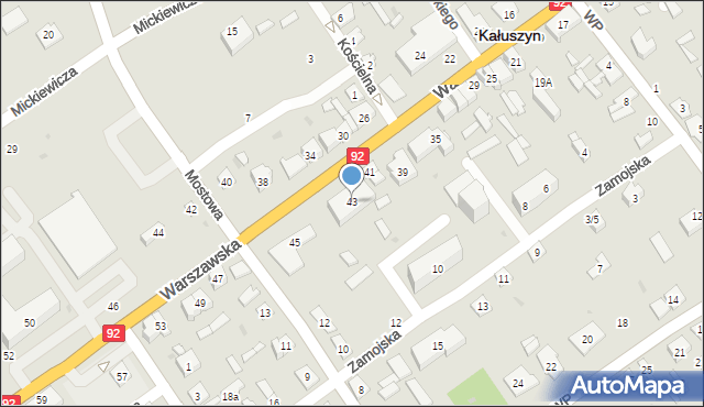 Kałuszyn, Warszawska, 43, mapa Kałuszyn