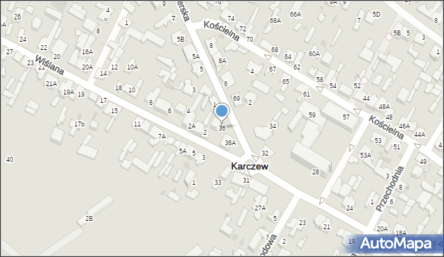 Karczew, Warszawska, 36, mapa Karczew