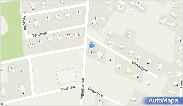 Karnin, Wakacyjna, 1, mapa Karnin