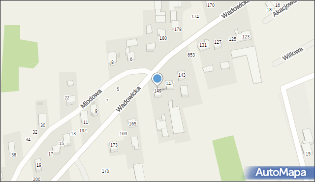Kaszów, Wadowicka, 149, mapa Kaszów