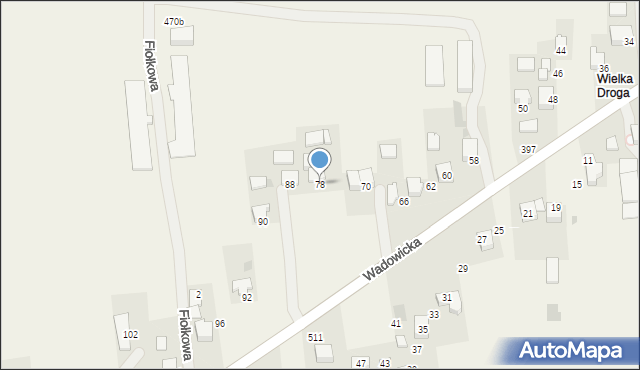 Kaszów, Wadowicka, 78, mapa Kaszów