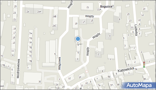 Katowice, Wajdy Wincentego, 9, mapa Katowic