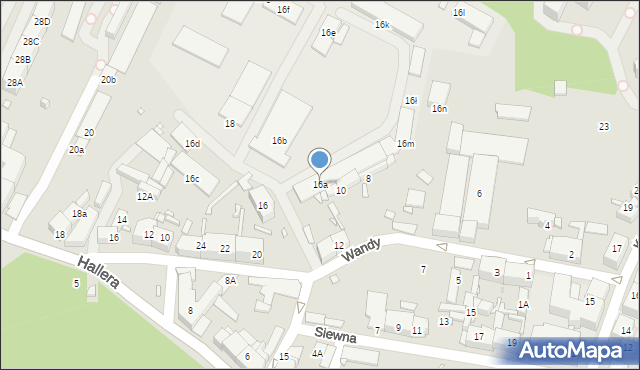 Katowice, Wandy, 16a, mapa Katowic