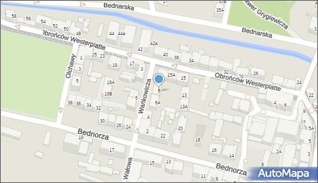 Katowice, Wańkowicza Melchiora, 6, mapa Katowic