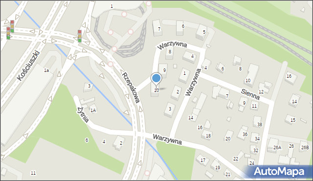 Katowice, Warzywna, 10, mapa Katowic
