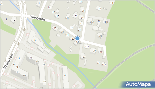Katowice, Warzywna, 25a, mapa Katowic