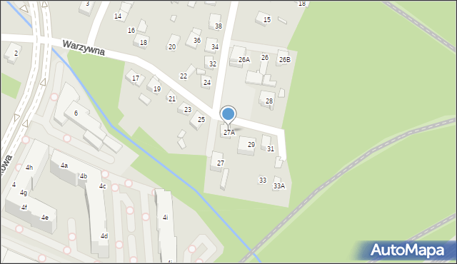 Katowice, Warzywna, 27A, mapa Katowic
