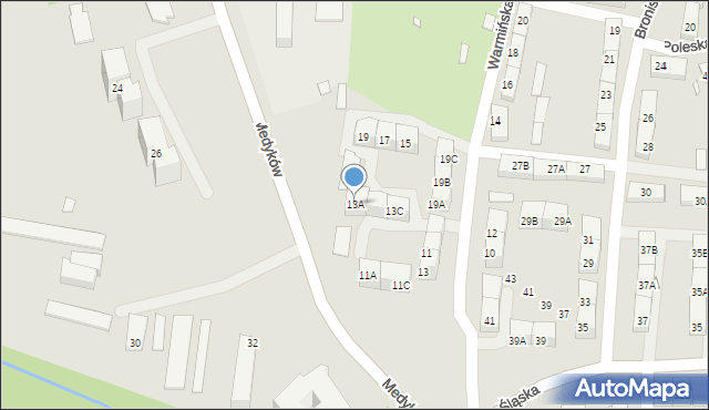 Katowice, Warmińska, 13A, mapa Katowic