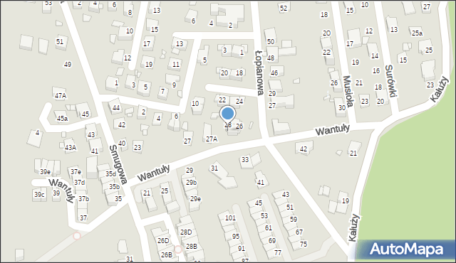 Katowice, Wantuły Jana, 27C, mapa Katowic