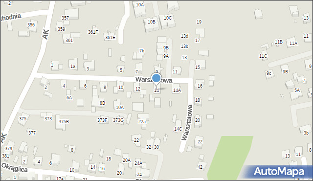 Katowice, Warsztatowa, 14, mapa Katowic