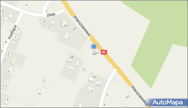 Kazuń Nowy, Warszawska, 133, mapa Kazuń Nowy