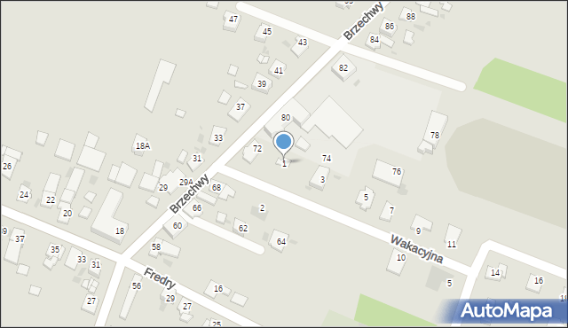 Kędzierzyn-Koźle, Wakacyjna, 1, mapa Kędzierzyna-Koźle