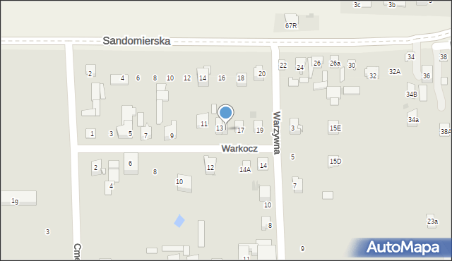 Kielce, Warkocz, 15, mapa Kielc