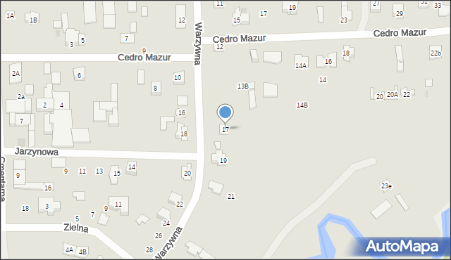 Kielce, Warzywna, 17, mapa Kielc