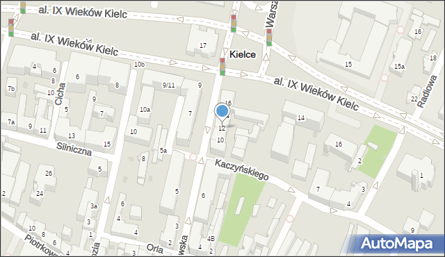 Kielce, Warszawska, 12, mapa Kielc
