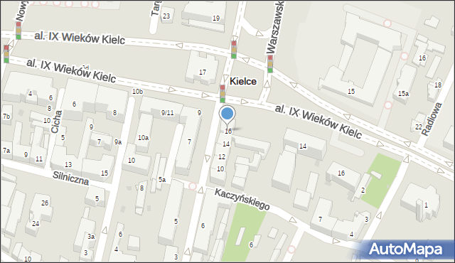 Kielce, Warszawska, 16, mapa Kielc
