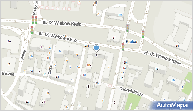 Kielce, Warszawska, 9, mapa Kielc