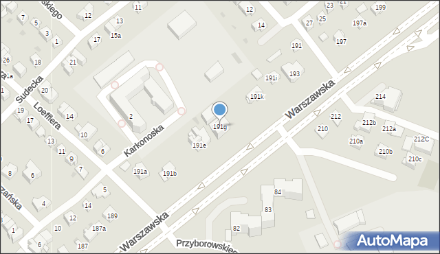 Kielce, Warszawska, 191g, mapa Kielc