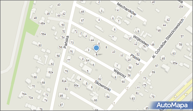 Kielce, Wąsosz, 5, mapa Kielc