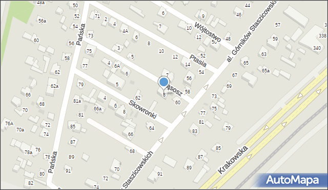 Kielce, Wąsosz, 8, mapa Kielc