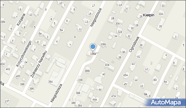 Kiełpin, Warszawska, 338a, mapa Kiełpin
