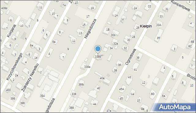 Kiełpin, Warszawska, 338b, mapa Kiełpin