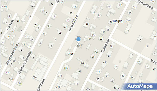 Kiełpin, Warszawska, 388B, mapa Kiełpin