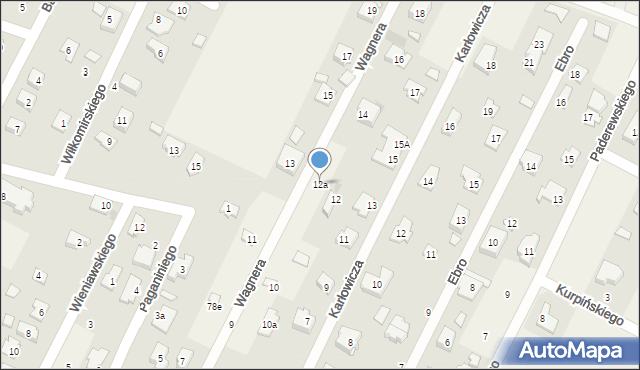 Klaudyn, Wagnera Ryszarda, 12a, mapa Klaudyn