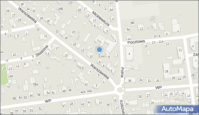 Kock, Warszawska, 8A, mapa Kock