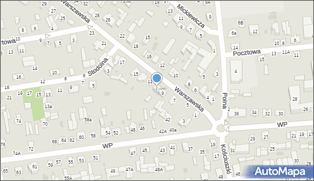 Kock, Warszawska, 9A, mapa Kock