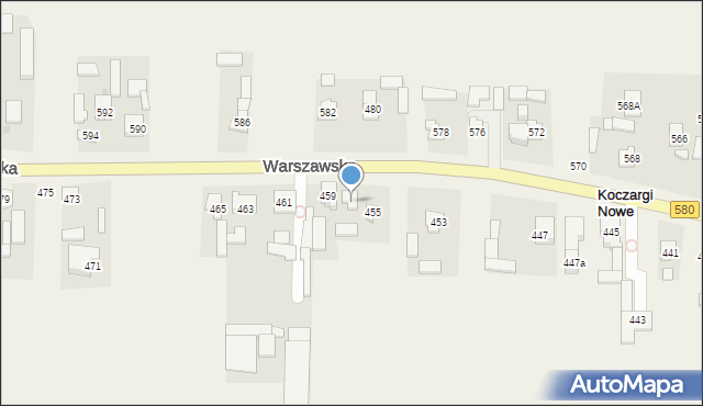 Koczargi Nowe, Warszawska, 457, mapa Koczargi Nowe