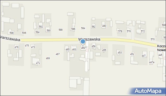 Koczargi Nowe, Warszawska, 461, mapa Koczargi Nowe