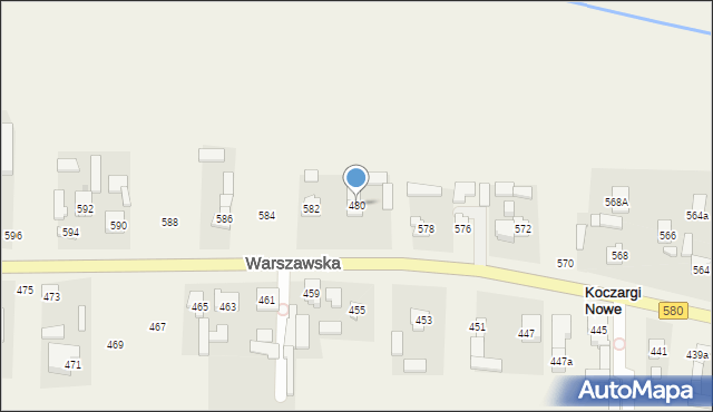 Koczargi Nowe, Warszawska, 480, mapa Koczargi Nowe