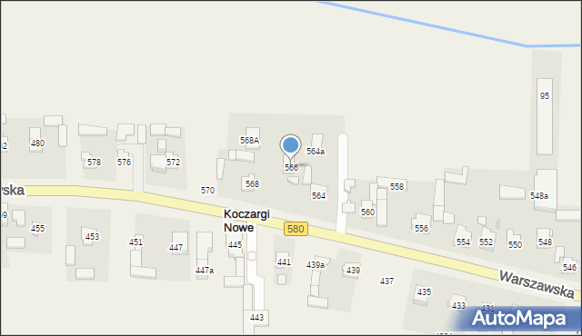Koczargi Nowe, Warszawska, 566, mapa Koczargi Nowe