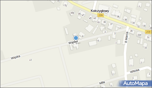 Kołczygłowy, Wąska, 7, mapa Kołczygłowy