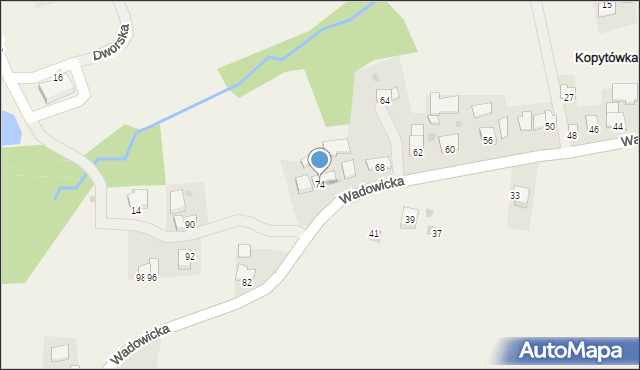 Kopytówka, Wadowicka, 74, mapa Kopytówka