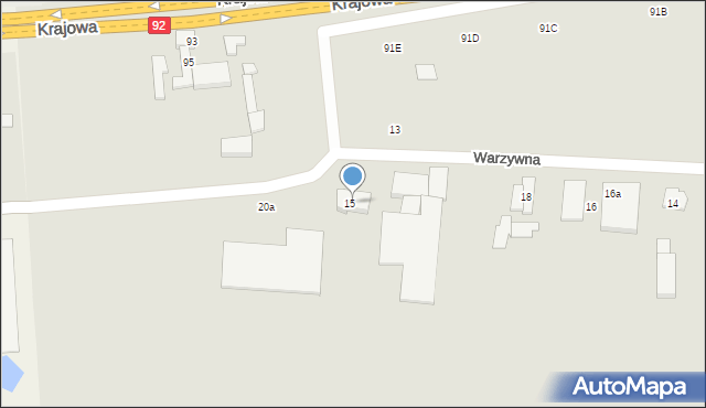 Kostrzyn, Warzywna, 20, mapa Kostrzyn